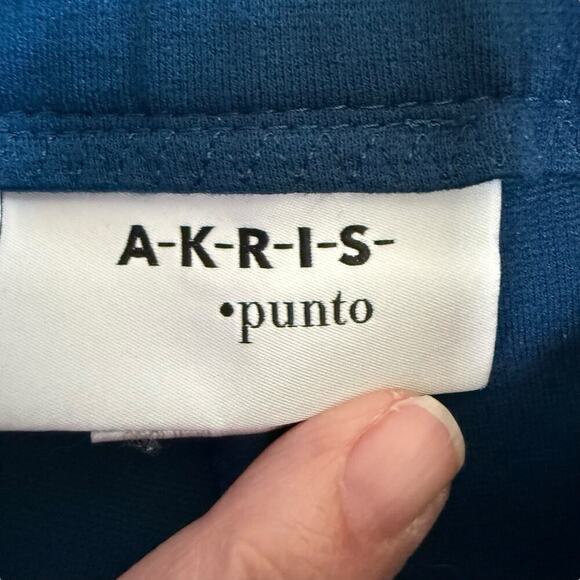 Akris Punto Pants 4 Stretch Straight Leg Trouser Career Classic Minimalist Blue - Picture 5 of 10